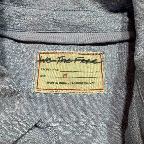 NWOT Free People We The Free Classic Oxford Top Button Front Pocket Purple Sz M - Picture 6 of 10